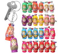 Gadpiparty 24 pezzi Russian Matrioska Bambole Portachiavi Matrioska Bambole Portachiavi Con Piccolo Campanello Mini Bambole Matrioska Portachiavi Portachiavi Ciondolo Giocattolo