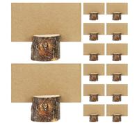 Gadpiparty 26 set di porta-memo a forma di ceppo d'albero in legno - Organizzatore di segnaposto per matrimoni - Cartoncini di carta vuoti e mini porta-memo a forma di ceppo d'albero