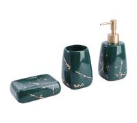 Gadpiparty 3 pezzi Bagno Portasapone Dispenser Sapone Scuro Portasciugamani in Ceramica Effetto Marmo per Organizzazione e Decorazione Elegante Lavabo