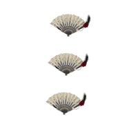Gadpiparty 3 Pezzi Ventagli Pieghevoli d'Epoca per Fan di Pizzo Decorativo Mano Ventaglio Pieghevole Annata Tessuto Tenuto Piega Il Ventaglio Nozze Ventaglio d'Epoca Plastica