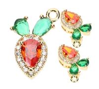 Gadpiparty 3Pezzi Easter Carrot Pendant For DIY Jewelry Making Metal And Zirconia Charms For Necklace And Bracelet Crafting