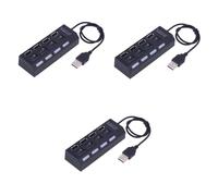 Gadpiparty 3pezzi Hub Usb Porte Compatto Con Indicatori Led Splitter Dati Per Pc e Laptop Alta Velocità Mbps Hub Usb Portatile Per Notebook e Pc Nero