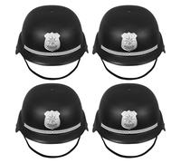 Gadpiparty 4 Pezzi Casco Polizia Nero Cappelli Cosplay Halloween Accessori Costume Poliziotto Inglese per Feste e Gioco di Ruolo