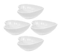 Gadpiparty 4 Pezzi Piatto per Salsa in Ceramica a Forma di Cuore, Piattino Condimento Bianco, Piccolo, per Salsa di Soia e Snack, Stile Semplice