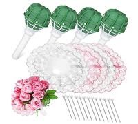 Gadpiparty 4set Supporti per Bouquet da Sposa con Involucro Artificiali con Manico per Matrimonio Struttura Rinforzata in Plastica Morbida Design Antiscivolo per Sposa