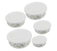 Gadpiparty 5 pezzi Ciotole Smaltate Vintage con Coperchio Ciotole per Mescolare e Conservare Freschezza Adatte per Riso Insalata Zuppe e Noodles Design Pratico e Facile da Pulire