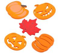 Gadpiparty 5 Pezzi Decorazioni Halloween in Legno Ciondoli Zucca Intagliata Appendibili per Porte e Giardini Accessori DIY per Atmosfera Misteriosa e Decorazioni Casa Autunnali