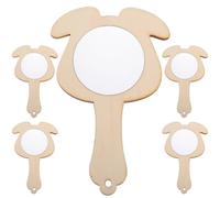 Gadpiparty 5 Pezzi Specchio in Legno Fai da Te per Manico, Specchietto Incompiuto Leggero e Decorativo per Pittura e Attività Creative in Asilo