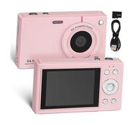 Gadpiparty 64gb Fotocamera Digitale Rosa Portatile Memoria Interna Zoom e Risoluzione per Viaggi Scatti Daily e Condivisione Wi-fi Facile per Ragazze Adolescenti e Principianti