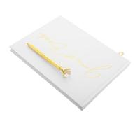 Gadpiparty Album di Accesso Matrimonio Penna Firma del Matrimonio di Nozze nel Libro Fotolibro degli Ospiti Libro degli Ospiti con Penna Libro per L'addio Nubilato Metallo Bianca
