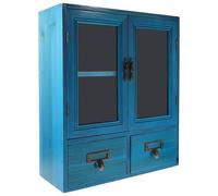 Gadpiparty Armadio Grande Capacità da in Legno Blu Doppia Porta Vintage Facile da Installare, Mobiletto Multiuso per Soggiorno e Camera da