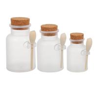 Gadpiparty Barattoli Sigillati per Conservazione Cosmetici 3 Pezzi 100-200-300 G Cucchiaio e Coperchio in Sughero Contenitori Ricaricabili per Sali da Bagno Viso e Lozioni Uso Domestico