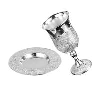 Gadpiparty Bicchiere Kiddush Placcato Argento con Piattino Elegante per Shabbat e Seder Ebraico Bicchiere a Piede per Celebrazioni Tradizionali e Regalo Significativo