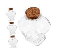 Gadpiparty Bottiglie di Vetro a Forma di Cuore Sigillo e Versatile Set 4 con Tappo in Sughero, Design Mini per Decorazioni, Artigianato e Occasioni Speciali
