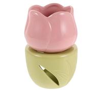 Gadpiparty Bruciatore di cera in ceramica a forma di tulipano: lampada profumata, portacandele, lampada per aromaterapia, diffusore di olio profumato e cera profumata per Natale