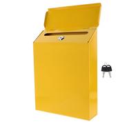 Gadpiparty Cassetta Postale in Ferro da Parete Gialla Cassetta dei Suggerimenti Capacità Media per Lettere e Giornali Scatola Porta Lettere Resistente per Uso Domestico e Ufficio