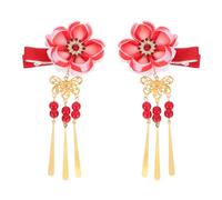Gadpiparty Fermaglio per Chioma Giapponese Fiore Rosso in Cotone Leggero Decorazione Chioma per Kimono Stile Creativo alla Moda