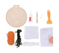 Gadpiparty Kit Punch Needle Fai da Te per Sottobicchieri, Ago Perforatore in Acciaio Inox Materiali in Poliestere e Legno, Manuale Dettagliato per Ricamo Creativo e Rilassante, Set