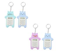 Gadpiparty Mini Calcolatrice Elettronica Portatile a Forma di Orsetto in Plastica Schermo Lcd, Piccola e Compatta, come Portachiavi per Studenti e Ufficio, Confezione da 4 Colore Casuale