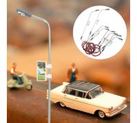 Gadpiparty Modello di Lampione Stradale LED Testa Singola in Metallo 1/100 1/150 1/200, Set da 15 Pezzi per Modellismo Ferroviario e Micro Paesaggi Decorativi