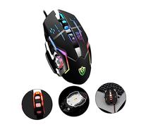 Gadpiparty Mouse Luminoso in Metallo 6 Pulsanti Personalizzabili Nero | Design Peso Aumentato, Connessione Usb, Struttura Abs e Metallo, Controllo Pollice Integrato