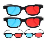 Gadpiparty Occhiali 3d in Plastica 4 Pezzi, Leggeri, Compatibili Proiettore e Tv per Visione di Film e Giochi in 3d Rosso e Blu