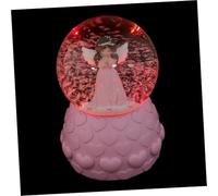 Gadpiparty Palla di Cristallo Musicale con Luci LED e Neve Automatica Decorazione da Tavolo per Casa Ufficio e Festa Carillon Angelo Illuminato Rosa