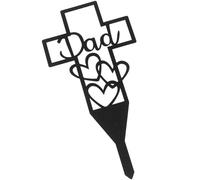 Gadpiparty Picchetto Commemorativo a Forma di Croce Doppio Cuore in Ferro Nero per Cimitero e Giardino, Decorazione Creativa da Inserire nel Terreno, Facile senza Sforzo