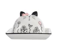 Gadpiparty Porta Burro in Ceramica con Coperchio Tema Gatto Contenitore Alimentare per Burro e Formaggio Adatto per Frigorifero e Cucina Domestica