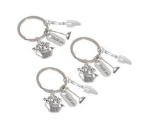 Gadpiparty Portachiavi Rastrello Argento Metallo in 3 Pezzi Creativo Mini