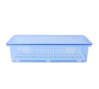 Gadpiparty Portaposate da Cucina in Plastica Blu Coperchio e Drenaggio | Cassetto e Piano, Design Moderno e Semplice, Mantiene Asciutti Bacchette e Posate