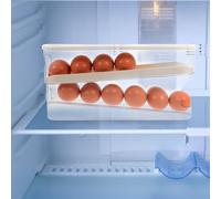 Gadpiparty Portauova Scorrevole Per Frigorifero Organizzatore Trasparente Doppio Contenitore Per Uova Con Design Rimovibile e Capacità Per Cucina e Famiglie