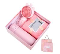Gadpiparty Regalo Care Package per Donna con Tazza Termica da Viaggio Ventilatore Portatile e Asciugamano Viso Confezione Elegante per Compleanno Festa e Inaugurazione Idea Regalo Pratica e