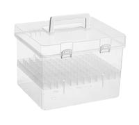 Gadpiparty Scatola Portaoggetti per Pennarelli Trasparente 80 Colori Divisori Individuali e Maniglia, Organizer Portatile per Artisti e Studenti, Custodia Multifunzionale per Materiali