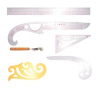 Gadpiparty Set 6 Pezzi Righelli da Cucito Curvilinei in Plastica e Legno, Righello Curvo Francese per Sartoria, Strumento di Misura per Creazione Modelli e Quilting, per Artigianato e Fai