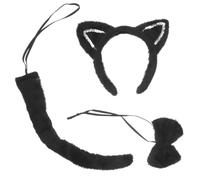 Gadpiparty Set Accessori Gatto per Halloween con Orecchie Peluche Nere, Coda Fuzzy e Collare con Fiocco, Materiale Confortevole per Feste a Tema e Travestimenti