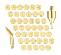 Gadpiparty Set Punte Intercambiabili in Ottone per Pirografia, Lettere e Numeri per Intaglio su Pelle e Legno, Kit Fai da Te Testine per Goffratura e Calligrafia, Strumento Manuale per