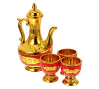 Gadpiparty Set Teiera e Coppe Dorate per Offerte a Buddha in Plastica | Cerimonie e Riti, Design Versatile e Raffinato, Include Tazze D’offerta e Recipiente D’acqua