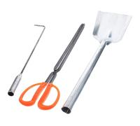 Gadpiparty Set Utensili per Stufa in Ferro 3 Pezzi Superficie Liscia senza Bave, Attrezzi per Barbecue e Giardino, Paletta Raccogli Cenere e Pinza per Fuoco