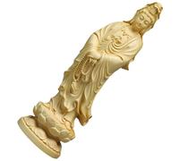 Gadpiparty Statua di Buddha in Legno con Base Solida e Colore Khaki Soprammobile per Desktop per Appassionati di Buddhismo