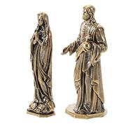 Gadpiparty Statua Religiosa in Ottone Dorato 2 Pezzi, Statuine Cattoliche Eleganti e Retrò per Decorazione Versatile e Facile da Posizionare, per Esposizione e Natale