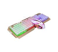 Gadpiparty Tastiera Gaming Meccanica Retro Illuminata Con Mouse Usb Di Alta Qualità Luccicante Design Con Pannello Metallico Tasti Ad Alta Elasticità e Funzione Multimediale Fn