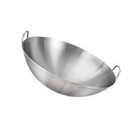 Gadpiparty Wok in Acciaio Inossidabile Doppio Manico Fondo Tondo Pentola da Cucina Pratica e Stabile Adatta per Uso Domestico e Piano Induzione