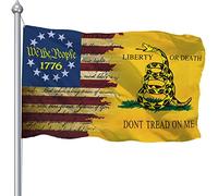 Gadsden Dont Tread On Me Flags Banner con doppia stampa USA Libertarian Tea Party Serpente a sonagli Vintage Betsy Ross Garden Flag Outdoor con UV a prova di dissolvenza