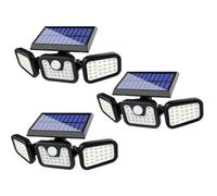 GADSQDKOK 1/3 PC Proiettore Solare a 3 Teste for Esterni 74 LED Luci da Parete Intelligenti grandangolari a 270 ° for Cortili Garage Stradale Portico(LI-Ion 18650 Battery_3 PCS_0-5W-2400MAH)