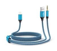 Gaef Cavo Ausiliario Lightning a 3,5 mm per iPhone con funzione di ricarica [MFi-Zertifiziert], 1,2 m per Autoradio Stereo, Kopfhörer, Lautsprecher