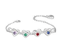 Gaehsmide Bracciale da donna personalizzato: braccialetto personalizzato inciso con cognomi - cuore infinito pietra portafortuna per madri, nonna