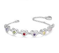 Gaehsmide Bracciale da donna personalizzato: braccialetto personalizzato inciso con cognomi - cuore infinito pietra portafortuna per madri, nonna
