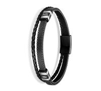 Gaehsmide Braccialetto da uomo personalizzato per uomo personalizzato 2-3 nomi Bracciale in pelle da uomo per papà marito per compleanno regalo di Natale nero oro rosa, 7.87', Metallo Pelle, Non
