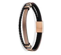 Gaehsmide Braccialetto da uomo personalizzato per uomo personalizzato 2-3 nomi Bracciale in pelle da uomo per papà marito per compleanno regalo di Natale nero oro rosa, 7.87', Metallo Pelle, Non